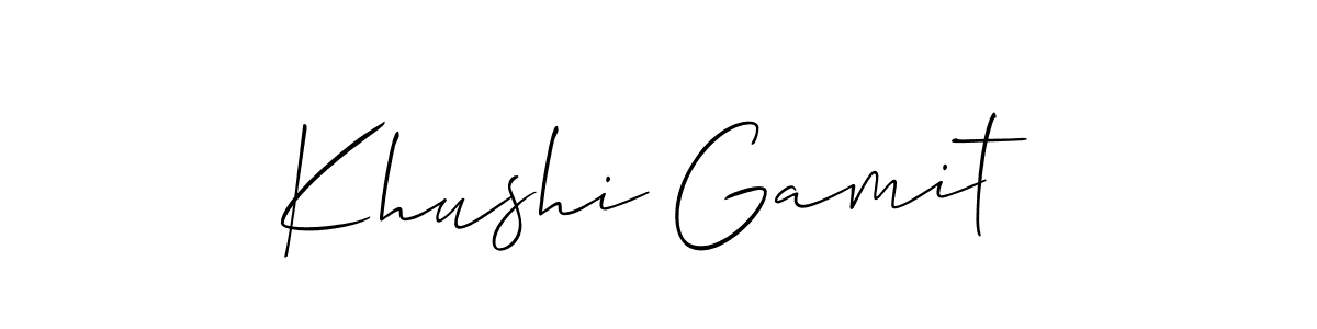 Khushi Gamit stylish signature style. Best Handwritten Sign (Allison_Script) for my name. Handwritten Signature Collection Ideas for my name Khushi Gamit. Khushi Gamit signature style 2 images and pictures png