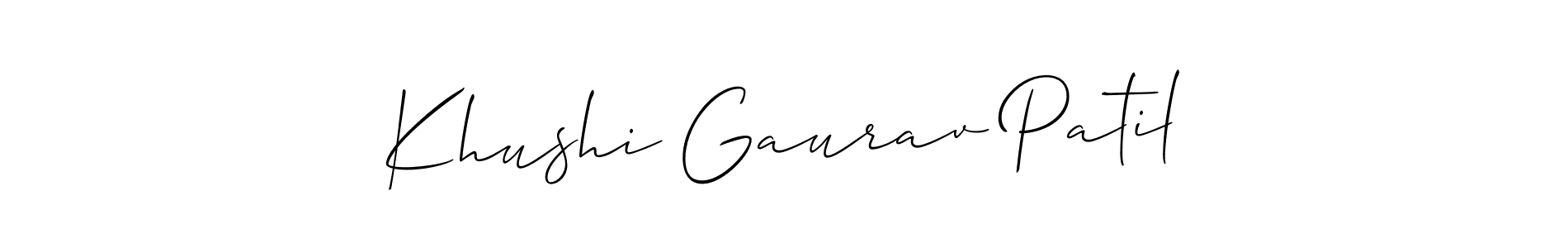 Design your own signature with our free online signature maker. With this signature software, you can create a handwritten (Allison_Script) signature for name Khushi Gaurav Patil. Khushi Gaurav Patil signature style 2 images and pictures png