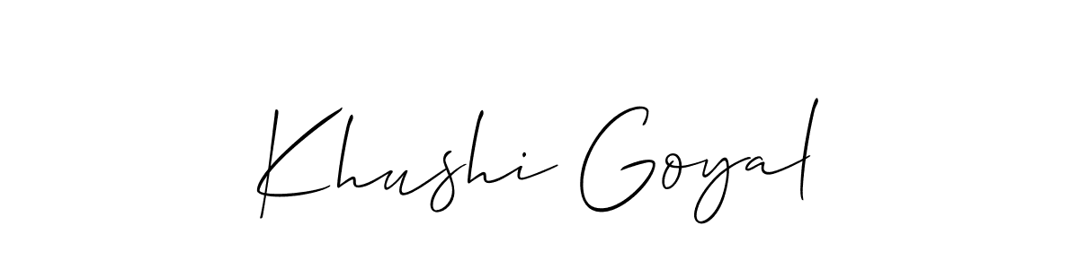 Similarly Allison_Script is the best handwritten signature design. Signature creator online .You can use it as an online autograph creator for name Khushi Goyal. Khushi Goyal signature style 2 images and pictures png