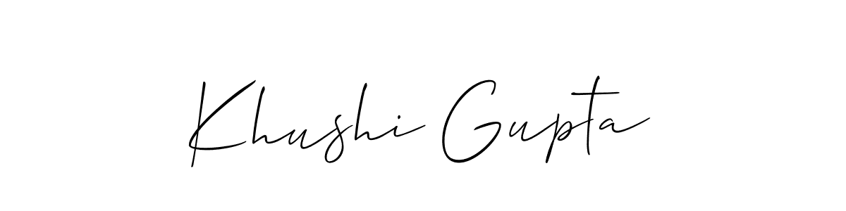 The best way (Allison_Script) to make a short signature is to pick only two or three words in your name. The name Khushi Gupta include a total of six letters. For converting this name. Khushi Gupta signature style 2 images and pictures png