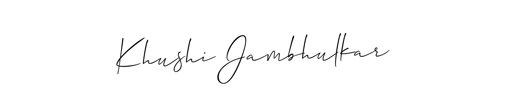 How to make Khushi Jambhulkar signature? Allison_Script is a professional autograph style. Create handwritten signature for Khushi Jambhulkar name. Khushi Jambhulkar signature style 2 images and pictures png