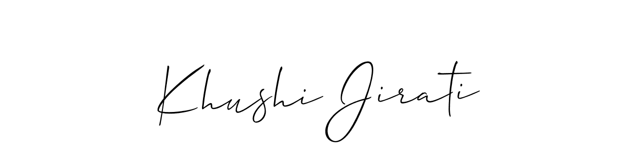 How to make Khushi Jirati name signature. Use Allison_Script style for creating short signs online. This is the latest handwritten sign. Khushi Jirati signature style 2 images and pictures png