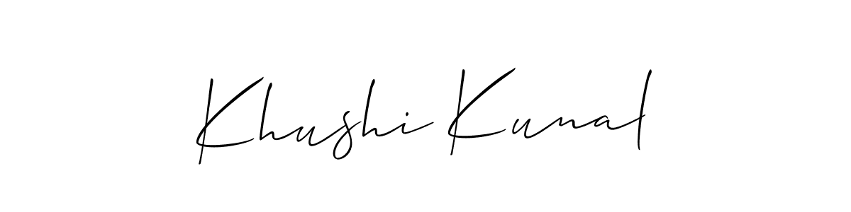 Use a signature maker to create a handwritten signature online. With this signature software, you can design (Allison_Script) your own signature for name Khushi Kunal. Khushi Kunal signature style 2 images and pictures png