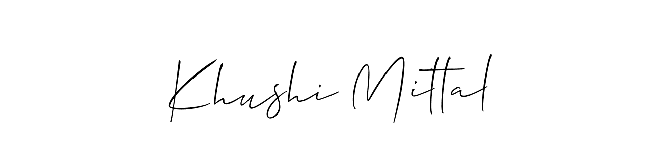 Also You can easily find your signature by using the search form. We will create Khushi Mittal name handwritten signature images for you free of cost using Allison_Script sign style. Khushi Mittal signature style 2 images and pictures png