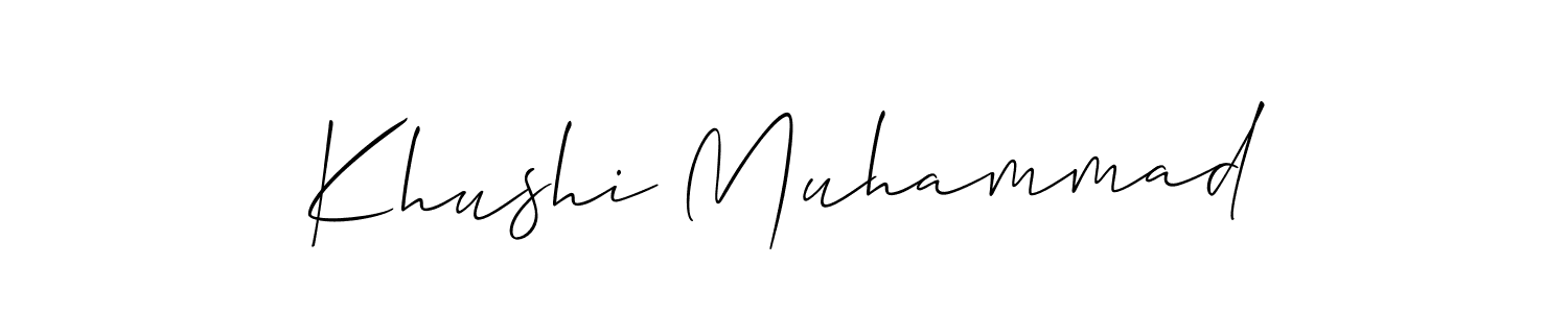 Also we have Khushi Muhammad name is the best signature style. Create professional handwritten signature collection using Allison_Script autograph style. Khushi Muhammad signature style 2 images and pictures png