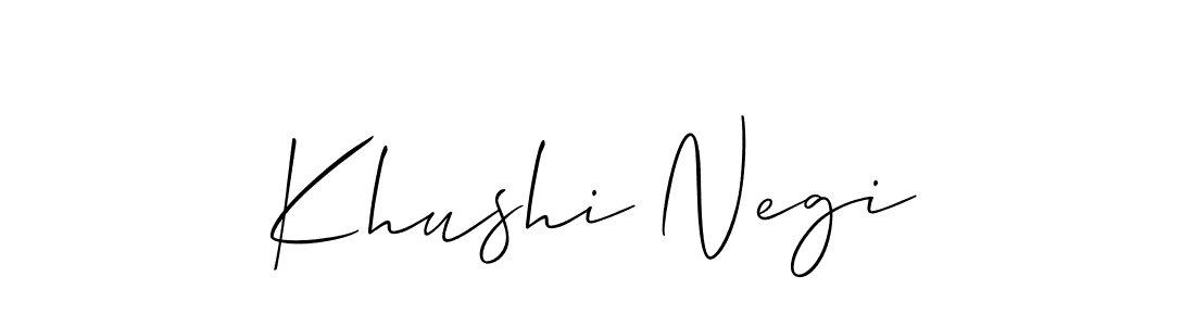 Design your own signature with our free online signature maker. With this signature software, you can create a handwritten (Allison_Script) signature for name Khushi Negi. Khushi Negi signature style 2 images and pictures png