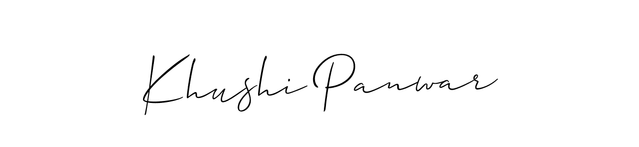 The best way (Allison_Script) to make a short signature is to pick only two or three words in your name. The name Khushi Panwar include a total of six letters. For converting this name. Khushi Panwar signature style 2 images and pictures png