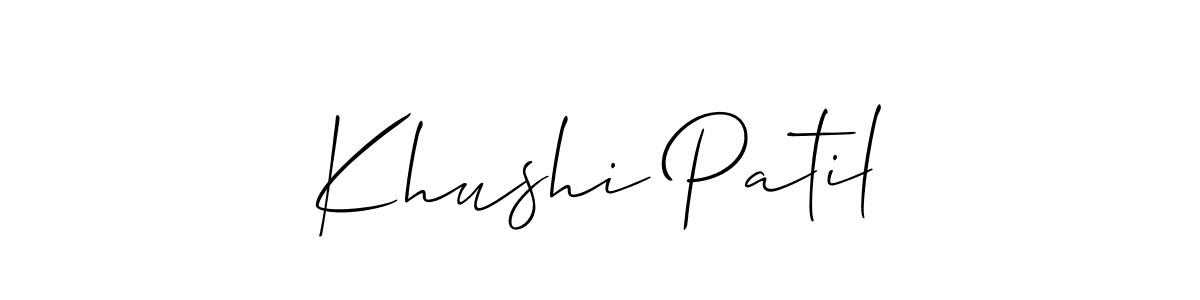 Create a beautiful signature design for name Khushi Patil. With this signature (Allison_Script) fonts, you can make a handwritten signature for free. Khushi Patil signature style 2 images and pictures png