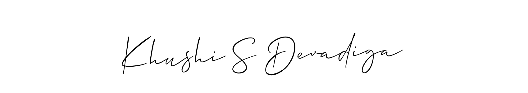 Similarly Allison_Script is the best handwritten signature design. Signature creator online .You can use it as an online autograph creator for name Khushi S Devadiga. Khushi S Devadiga signature style 2 images and pictures png