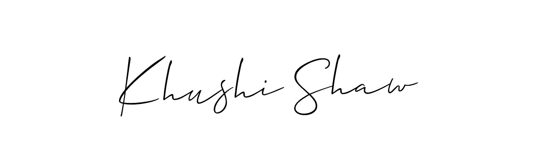 Also we have Khushi Shaw name is the best signature style. Create professional handwritten signature collection using Allison_Script autograph style. Khushi Shaw signature style 2 images and pictures png