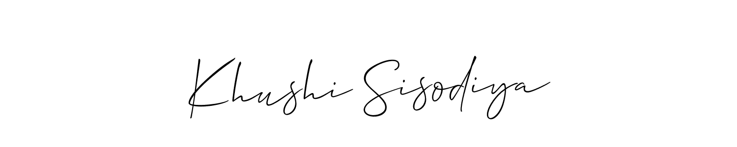 How to Draw Khushi Sisodiya signature style? Allison_Script is a latest design signature styles for name Khushi Sisodiya. Khushi Sisodiya signature style 2 images and pictures png