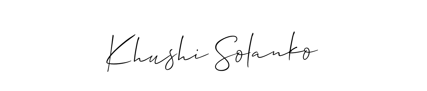 Create a beautiful signature design for name Khushi Solanko. With this signature (Allison_Script) fonts, you can make a handwritten signature for free. Khushi Solanko signature style 2 images and pictures png