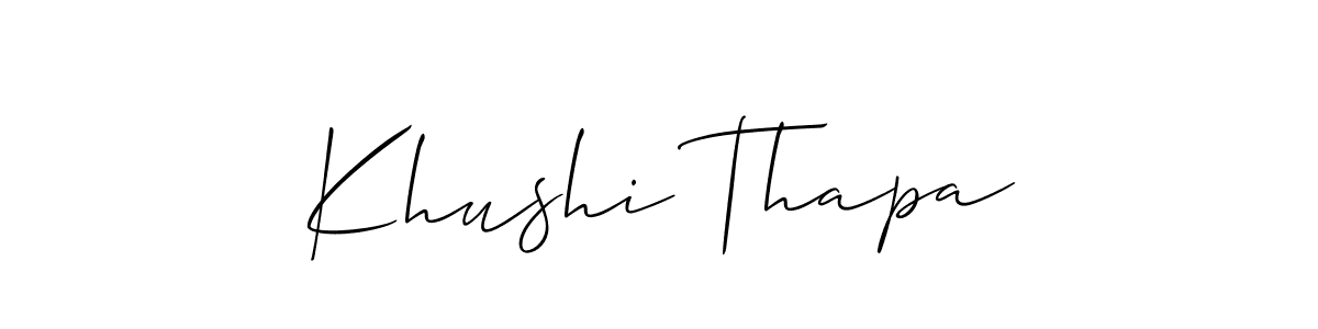 You should practise on your own different ways (Allison_Script) to write your name (Khushi Thapa) in signature. don't let someone else do it for you. Khushi Thapa signature style 2 images and pictures png