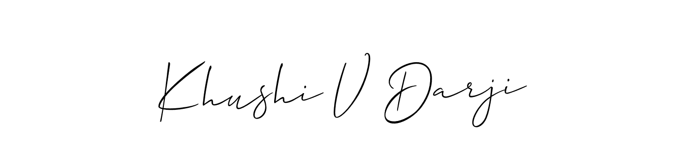 Make a short Khushi V Darji signature style. Manage your documents anywhere anytime using Allison_Script. Create and add eSignatures, submit forms, share and send files easily. Khushi V Darji signature style 2 images and pictures png