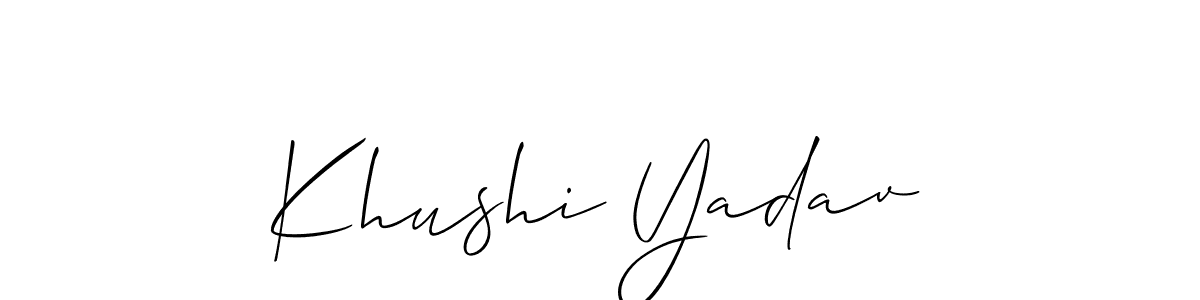 Use a signature maker to create a handwritten signature online. With this signature software, you can design (Allison_Script) your own signature for name Khushi Yadav. Khushi Yadav signature style 2 images and pictures png