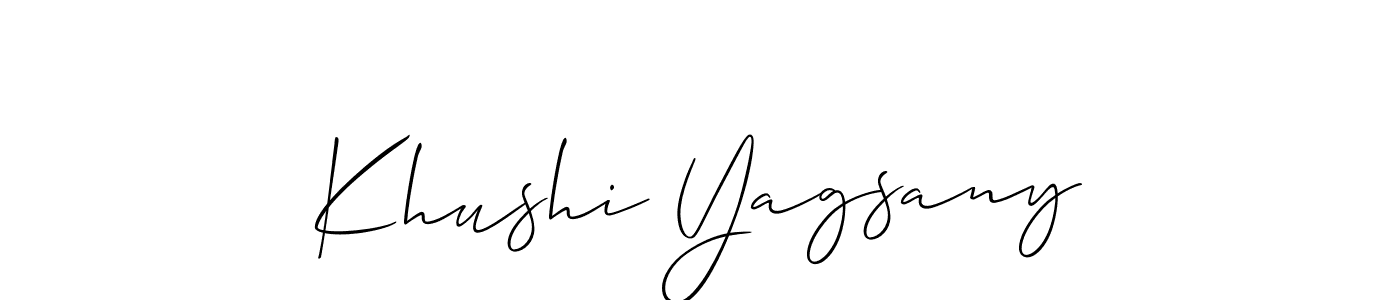 Design your own signature with our free online signature maker. With this signature software, you can create a handwritten (Allison_Script) signature for name Khushi Yagsany. Khushi Yagsany signature style 2 images and pictures png