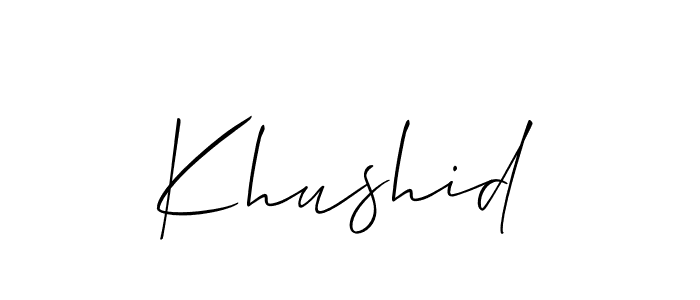 Also You can easily find your signature by using the search form. We will create Khushid name handwritten signature images for you free of cost using Allison_Script sign style. Khushid signature style 2 images and pictures png