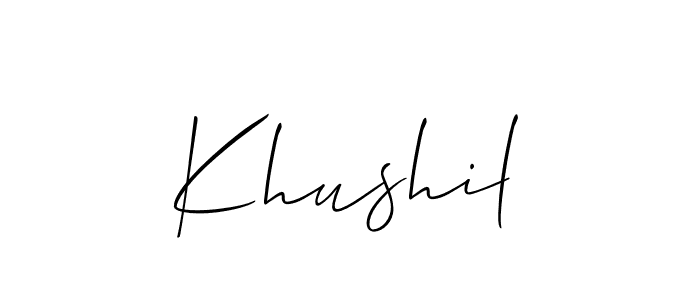 Similarly Allison_Script is the best handwritten signature design. Signature creator online .You can use it as an online autograph creator for name Khushil. Khushil signature style 2 images and pictures png