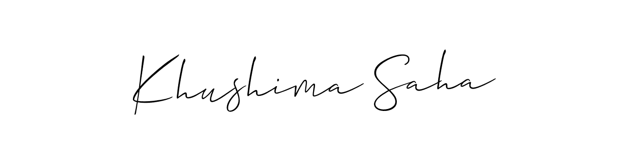 Khushima Saha stylish signature style. Best Handwritten Sign (Allison_Script) for my name. Handwritten Signature Collection Ideas for my name Khushima Saha. Khushima Saha signature style 2 images and pictures png