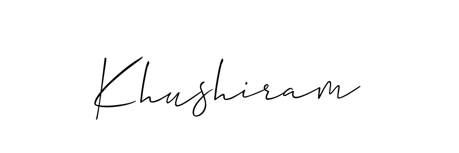 Design your own signature with our free online signature maker. With this signature software, you can create a handwritten (Allison_Script) signature for name Khushiram. Khushiram signature style 2 images and pictures png
