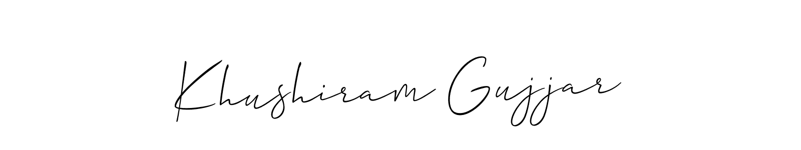 Create a beautiful signature design for name Khushiram Gujjar. With this signature (Allison_Script) fonts, you can make a handwritten signature for free. Khushiram Gujjar signature style 2 images and pictures png