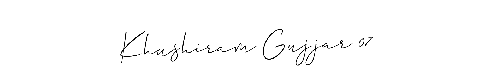 Design your own signature with our free online signature maker. With this signature software, you can create a handwritten (Allison_Script) signature for name Khushiram Gujjar 07. Khushiram Gujjar 07 signature style 2 images and pictures png