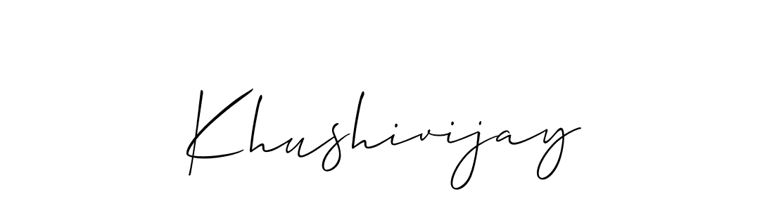 Use a signature maker to create a handwritten signature online. With this signature software, you can design (Allison_Script) your own signature for name Khushivijay. Khushivijay signature style 2 images and pictures png