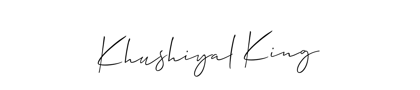 Use a signature maker to create a handwritten signature online. With this signature software, you can design (Allison_Script) your own signature for name Khushiyal King. Khushiyal King signature style 2 images and pictures png