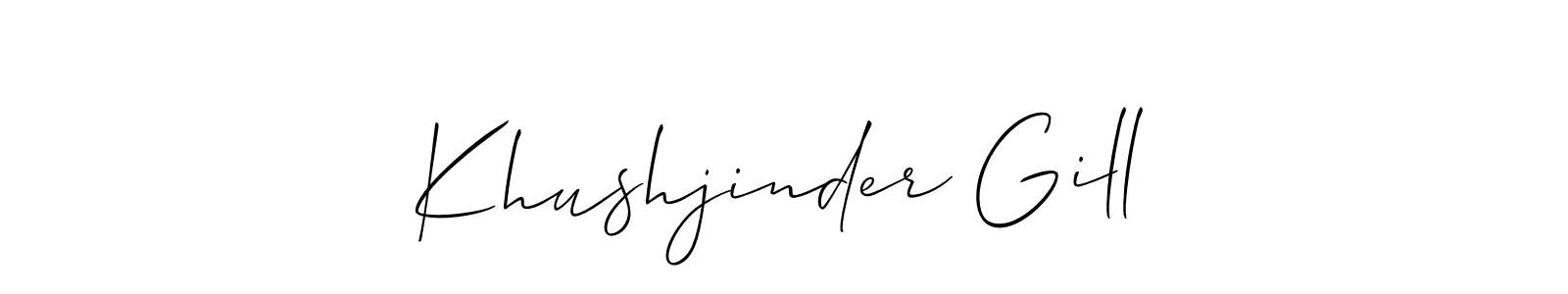 Use a signature maker to create a handwritten signature online. With this signature software, you can design (Allison_Script) your own signature for name Khushjinder Gill. Khushjinder Gill signature style 2 images and pictures png