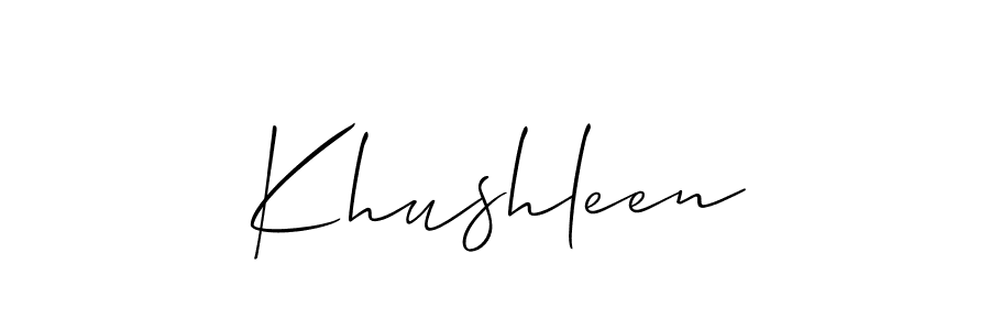 It looks lik you need a new signature style for name Khushleen. Design unique handwritten (Allison_Script) signature with our free signature maker in just a few clicks. Khushleen signature style 2 images and pictures png