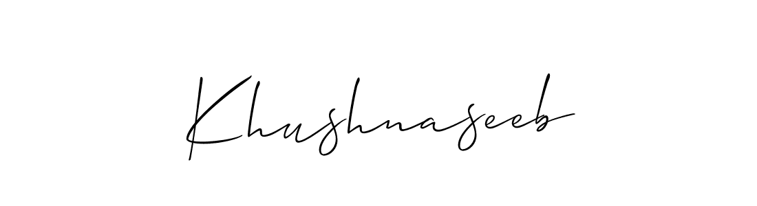 Make a beautiful signature design for name Khushnaseeb. With this signature (Allison_Script) style, you can create a handwritten signature for free. Khushnaseeb signature style 2 images and pictures png