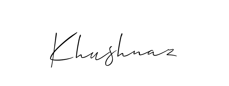 Allison_Script is a professional signature style that is perfect for those who want to add a touch of class to their signature. It is also a great choice for those who want to make their signature more unique. Get Khushnaz name to fancy signature for free. Khushnaz signature style 2 images and pictures png