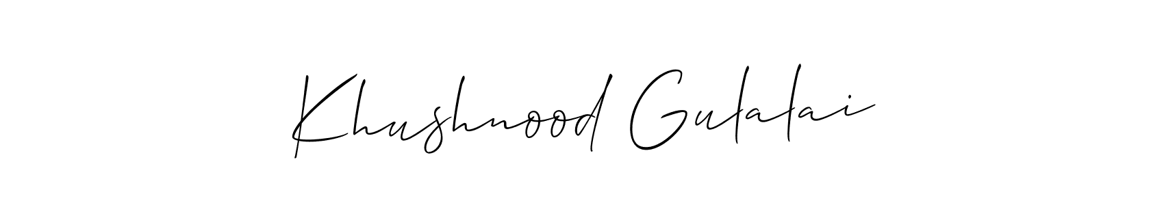 It looks lik you need a new signature style for name Khushnood Gulalai. Design unique handwritten (Allison_Script) signature with our free signature maker in just a few clicks. Khushnood Gulalai signature style 2 images and pictures png