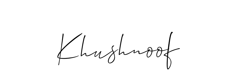 How to make Khushnoof signature? Allison_Script is a professional autograph style. Create handwritten signature for Khushnoof name. Khushnoof signature style 2 images and pictures png