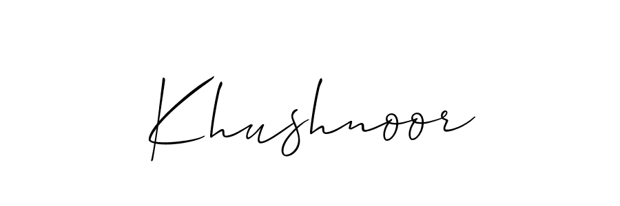 Also we have Khushnoor name is the best signature style. Create professional handwritten signature collection using Allison_Script autograph style. Khushnoor signature style 2 images and pictures png