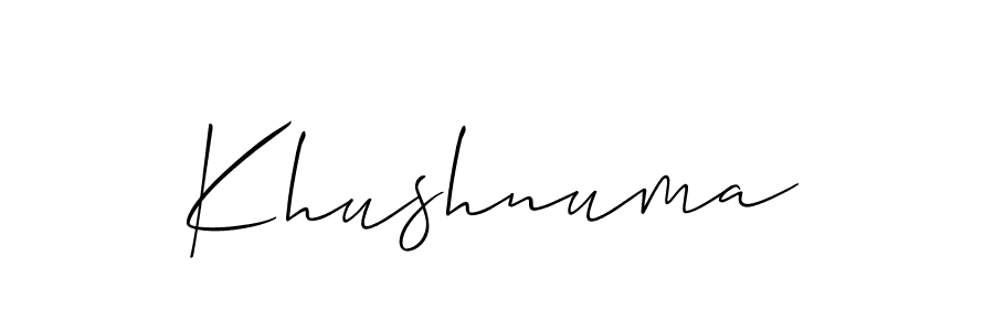 It looks lik you need a new signature style for name Khushnuma. Design unique handwritten (Allison_Script) signature with our free signature maker in just a few clicks. Khushnuma signature style 2 images and pictures png