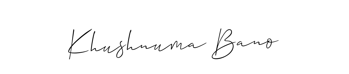 Design your own signature with our free online signature maker. With this signature software, you can create a handwritten (Allison_Script) signature for name Khushnuma Bano. Khushnuma Bano signature style 2 images and pictures png