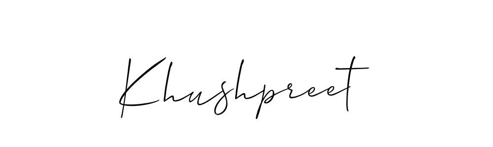 Design your own signature with our free online signature maker. With this signature software, you can create a handwritten (Allison_Script) signature for name Khushpreet. Khushpreet signature style 2 images and pictures png