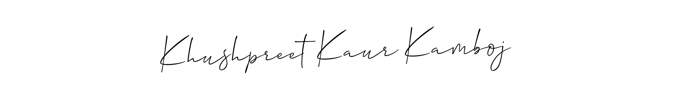 if you are searching for the best signature style for your name Khushpreet Kaur Kamboj. so please give up your signature search. here we have designed multiple signature styles  using Allison_Script. Khushpreet Kaur Kamboj signature style 2 images and pictures png