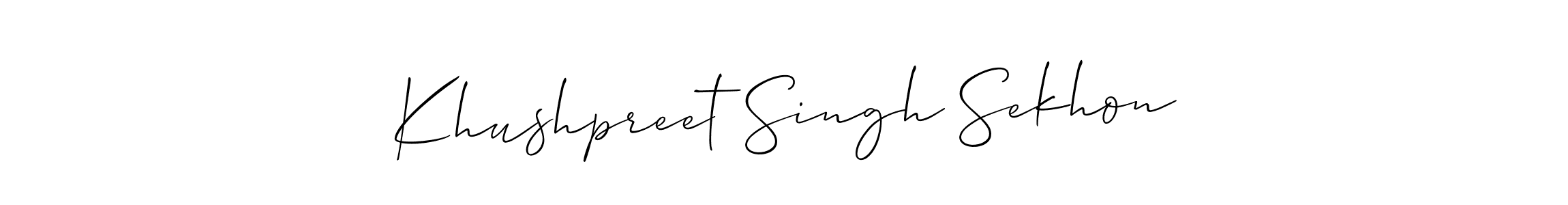 How to make Khushpreet Singh Sekhon name signature. Use Allison_Script style for creating short signs online. This is the latest handwritten sign. Khushpreet Singh Sekhon signature style 2 images and pictures png