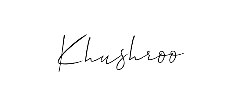 Also You can easily find your signature by using the search form. We will create Khushroo name handwritten signature images for you free of cost using Allison_Script sign style. Khushroo signature style 2 images and pictures png