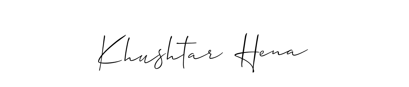 This is the best signature style for the Khushtar  Hena name. Also you like these signature font (Allison_Script). Mix name signature. Khushtar  Hena signature style 2 images and pictures png