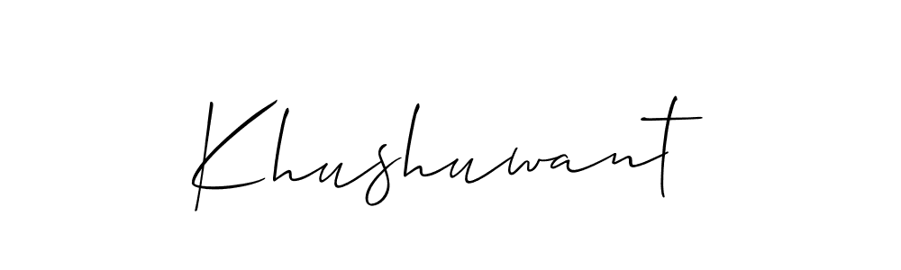 Use a signature maker to create a handwritten signature online. With this signature software, you can design (Allison_Script) your own signature for name Khushuwant. Khushuwant signature style 2 images and pictures png