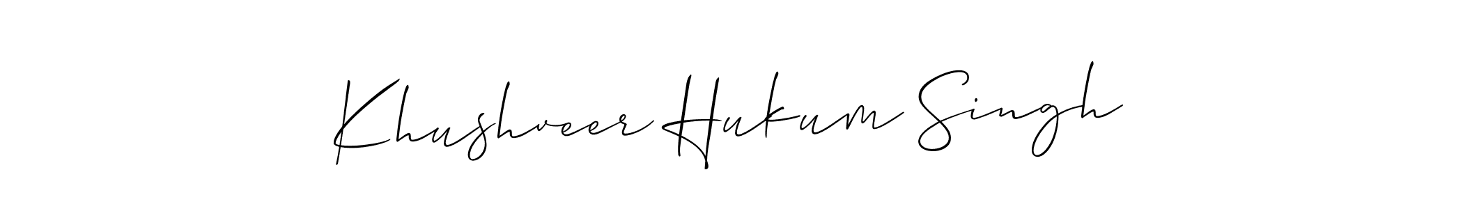 if you are searching for the best signature style for your name Khushveer Hukum Singh. so please give up your signature search. here we have designed multiple signature styles  using Allison_Script. Khushveer Hukum Singh signature style 2 images and pictures png