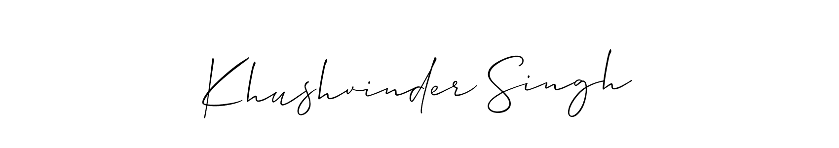 This is the best signature style for the Khushvinder Singh name. Also you like these signature font (Allison_Script). Mix name signature. Khushvinder Singh signature style 2 images and pictures png