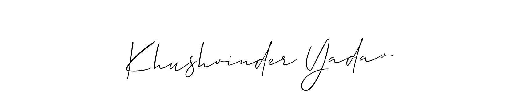 Design your own signature with our free online signature maker. With this signature software, you can create a handwritten (Allison_Script) signature for name Khushvinder Yadav. Khushvinder Yadav signature style 2 images and pictures png