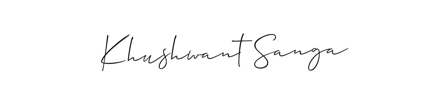 Also we have Khushwant Sanga name is the best signature style. Create professional handwritten signature collection using Allison_Script autograph style. Khushwant Sanga signature style 2 images and pictures png