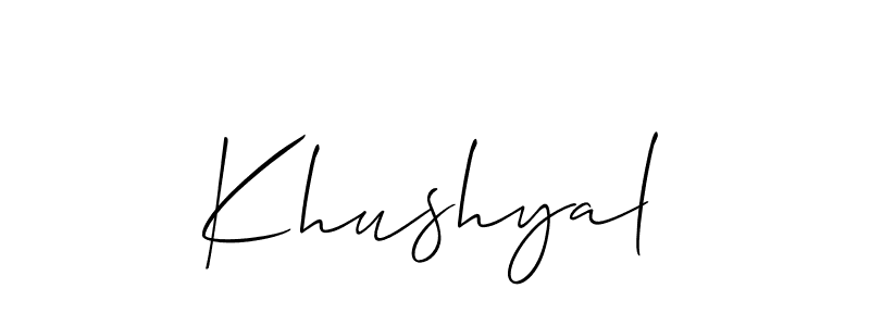 Make a short Khushyal signature style. Manage your documents anywhere anytime using Allison_Script. Create and add eSignatures, submit forms, share and send files easily. Khushyal signature style 2 images and pictures png