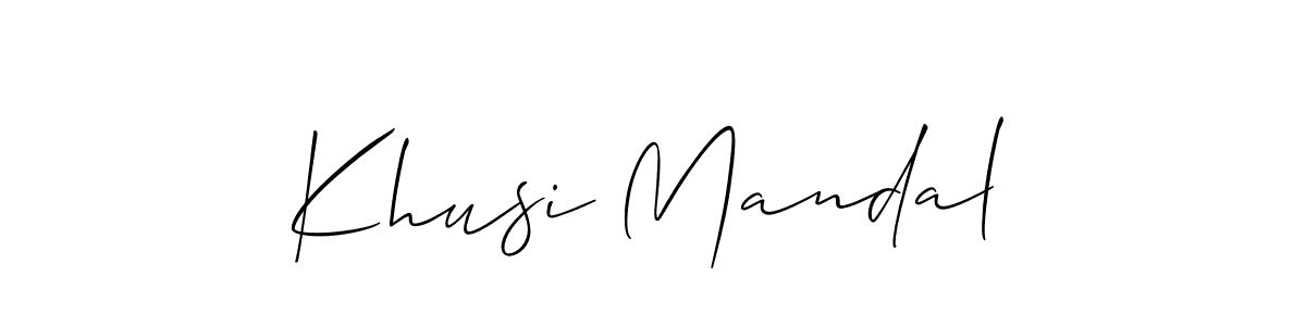 Design your own signature with our free online signature maker. With this signature software, you can create a handwritten (Allison_Script) signature for name Khusi Mandal. Khusi Mandal signature style 2 images and pictures png