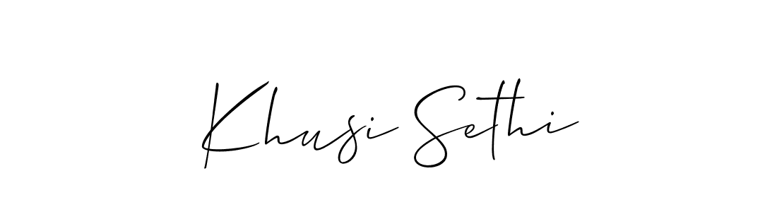 Use a signature maker to create a handwritten signature online. With this signature software, you can design (Allison_Script) your own signature for name Khusi Sethi. Khusi Sethi signature style 2 images and pictures png